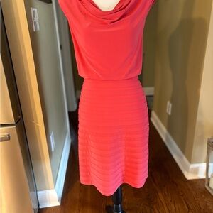 Adrianna Papell Vibrant Coral Midi Dress